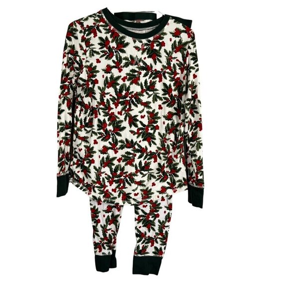 Rachel Parcell Pajama Set XS Red Crew Neck Christmas Holly Festive Santa Soft - Picture 1 of 11